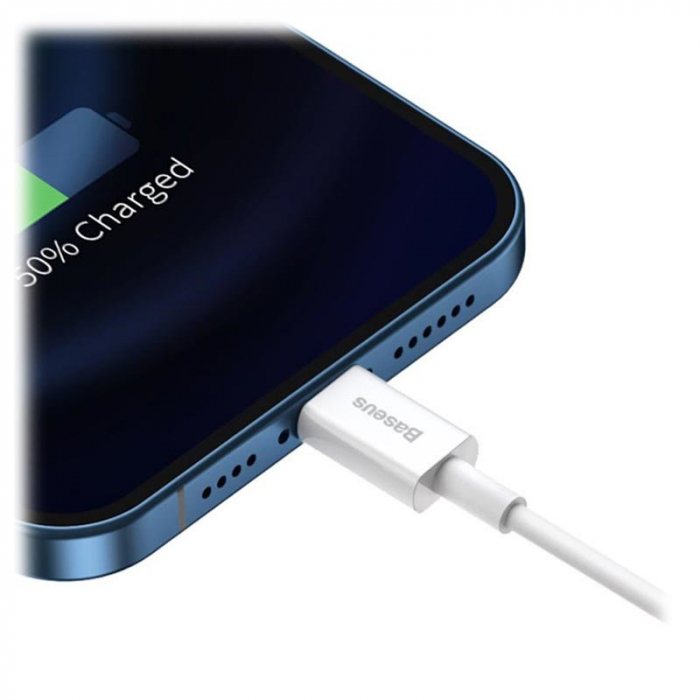 Cablu cu conectori USB tata si lightning tata, Baseus Superior Series CALYS-C02, 2.4A, lungime 2m, alb [6]