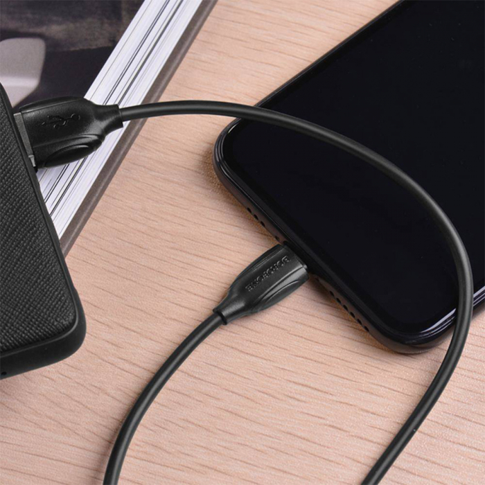 Cablu cu conectori USB tata si lightning tata, Borofone BX19 Benefit, lungime 1m, negru [3]