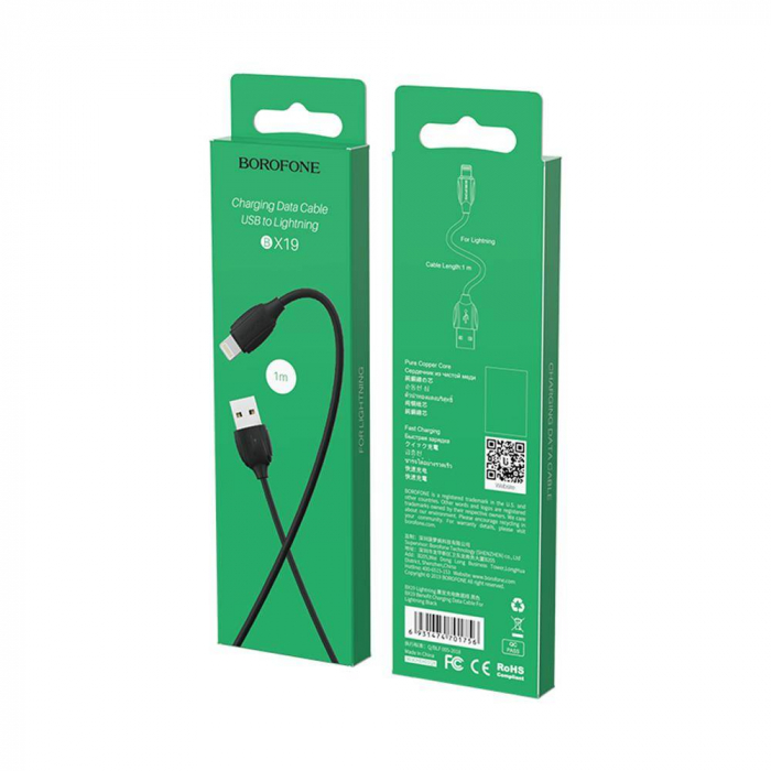 Cablu cu conectori USB tata si lightning tata, Borofone BX19 Benefit, lungime 1m, negru [5]