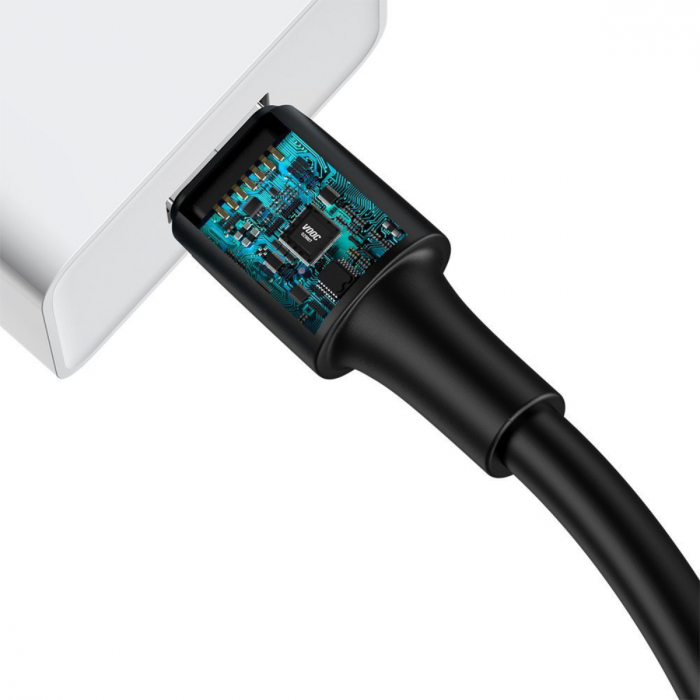 Cablu Date si Incarcare Baseus USB la USB Type-C, 5 A, 1 m, CATSW-F01, Negru [5]