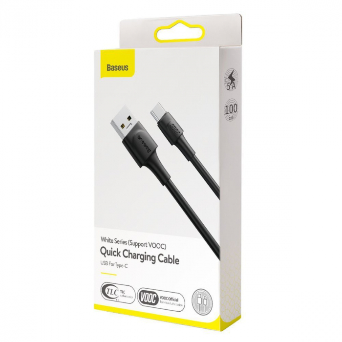 Cablu Date si Incarcare Baseus USB la USB Type-C, 5 A, 1 m, CATSW-F01, Negru [6]