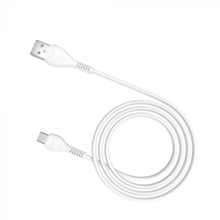 Cablu cu conectori USB tata si USB tip C tata, Hoco X37 Cool, 3A, lungime 1m, alb [3]
