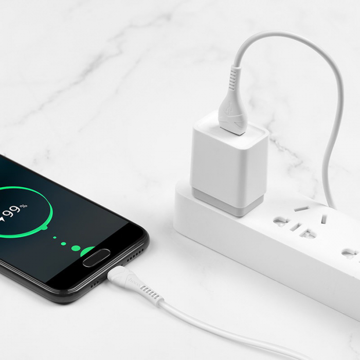 Cablu cu conectori USB tata si USB tip C tata, Hoco X37 Cool, 3A, lungime 1m, alb [7]