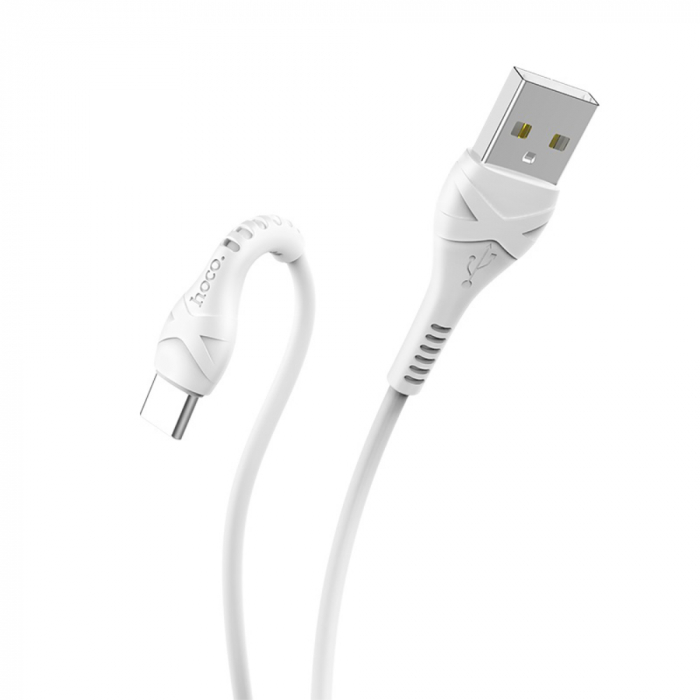 Cablu cu conectori USB tata si USB tip C tata, Hoco X37 Cool, 3A, lungime 1m, alb [2]