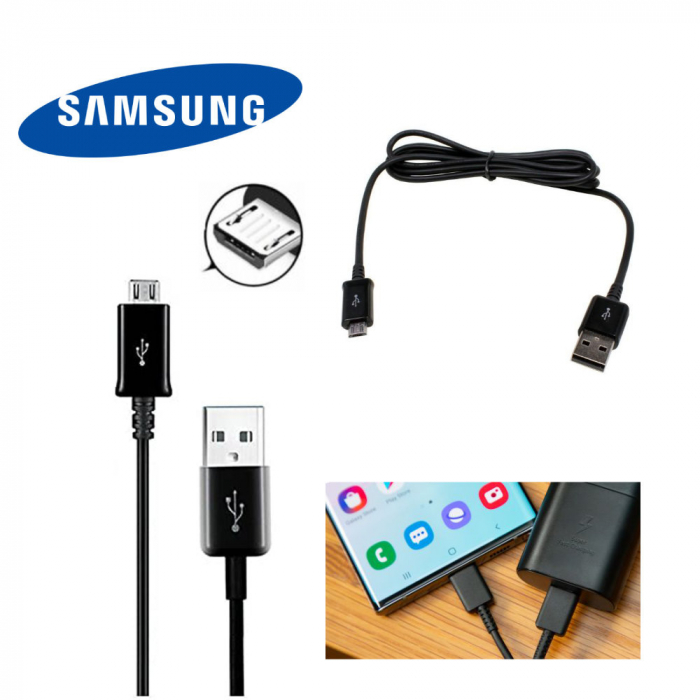 Cablu cu conectori USB tip A tata si microUSB tata, Samsung ECB-DU5ABE, lungime 1m, bulk, negru [4]