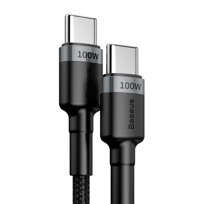 Cablu Date si Incarcare Baseus, Cafule CATKLF-ALG1, USB Type-C la USB Type-C, 100W, 2m, Gri [2]