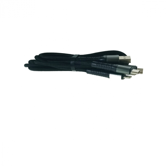 Cablu date 3 in 1, JELLICO B11, cu conectori USB tip C tata, compatibil tip lightning 8-pin tata, MicroUSB tata, lungime 1.2m, 3.1A, negru [5]