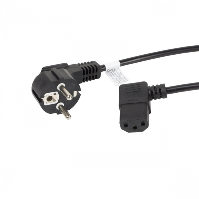 Cablu de alimentare PC si UPS, Schuko CEE 7/7 la IEC320 C13 90 grade, Lanberg 43644, 250V-10A, 3m lungime, VDE, negru [2]