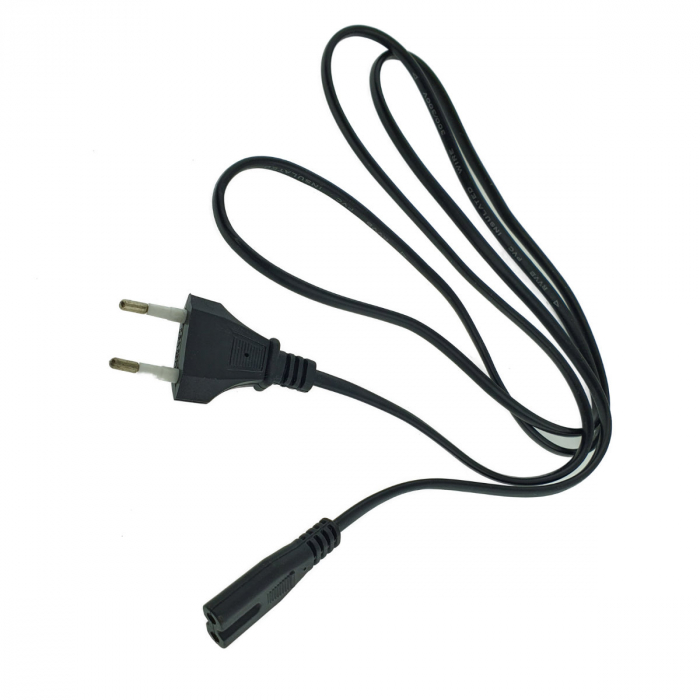 Cablu de alimentare TV, radiocasetofon, ceas, alimentator laptop, CABLUCAS, lungime 1.4m, 2 pini, C7, 2.5A, 250V, negru [3]