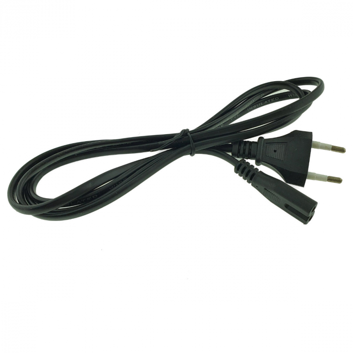 Cablu de alimentare TV, radiocasetofon, ceas, alimentator laptop, CABLUCAS, lungime 1.4m, 2 pini, C7, 2.5A, 250V, negru [2]