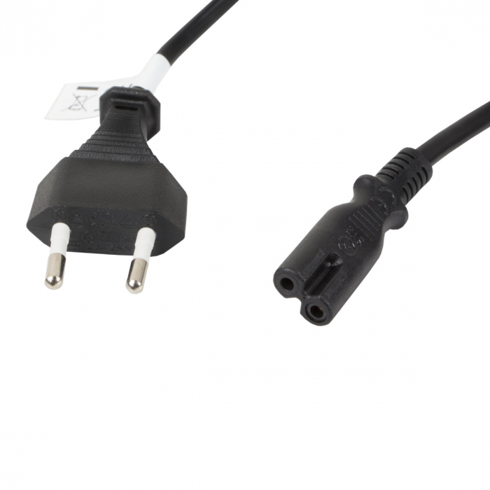 Cablu de alimentare TV / radiocasetofon, lungime 1.8m, VDE, Lanberg 40981, Euro, CEE 7/16 la IEC 320 C7, 2 pini, 10A, negru [2]