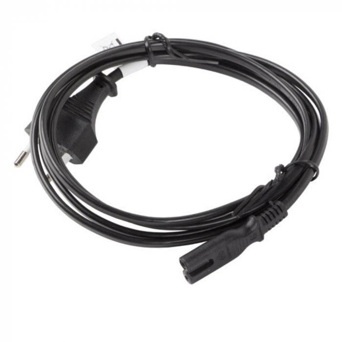 Cablu de alimentare TV / radiocasetofon, lungime 3m, VDE, Lanberg 42914, Euro, CEE 7/16 la IEC 320 C7, 2 pini, 10A, negru [2]