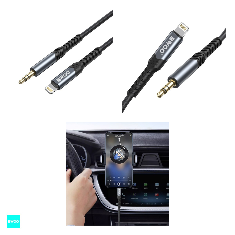 Cablu de date BWOO AUX BO-AUX068, Jack 3.5 mm - Lightning, 1,2 m, negru [4]