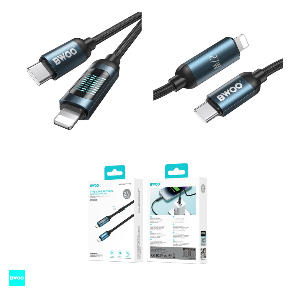 Cablu de date BWOO, USB-C - Lightning, 1 m, 27W, negru [4]