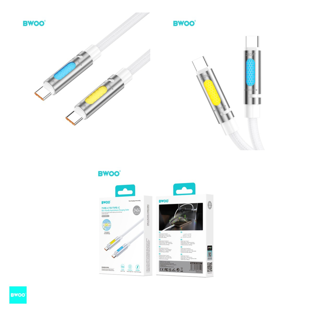 Cablu de date BWOO X325C-C, USB-C - USB-C, 1,2 m, 240W, alb [4]