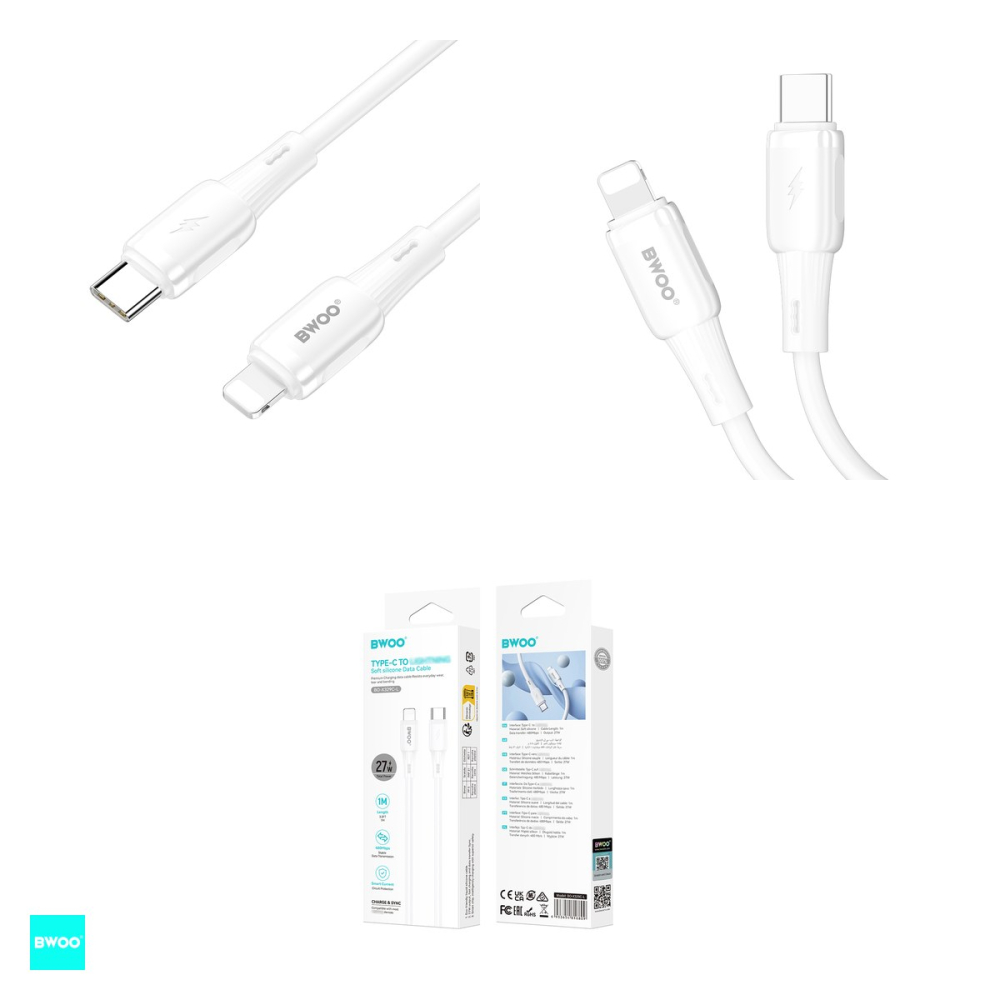 Cablu de date BWOO X329CL, USB-C - Lightning, 1 m, 27W, alb [4]