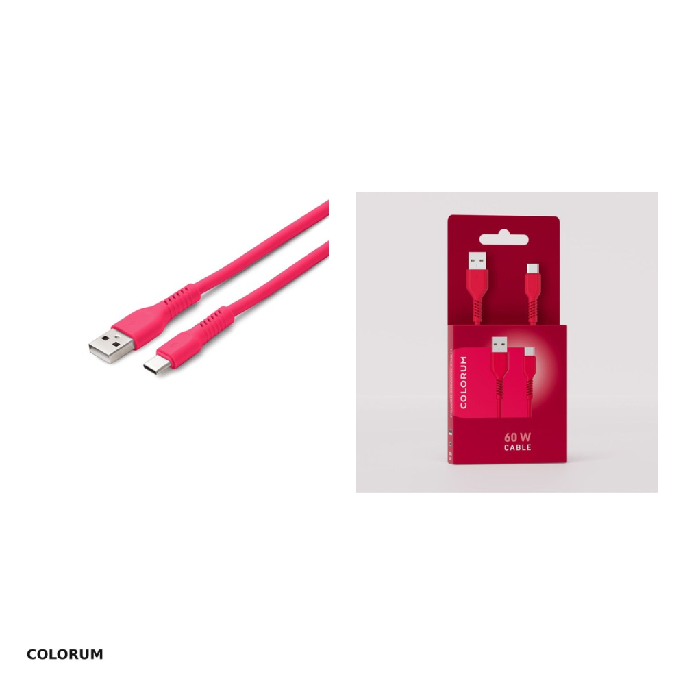 Cablu de date Colorum CK60-AC-02, USB-A - USB-C, 1,8 m, 3A, roz [4]