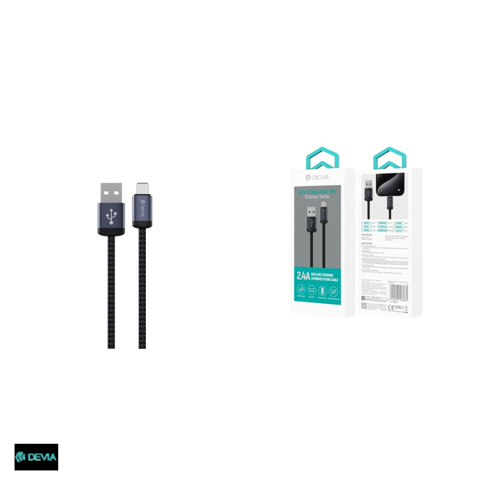 Cablu de date Devia Gracious EC650, USB-A - USB-C, 1 m, 2,4A, negru [4]