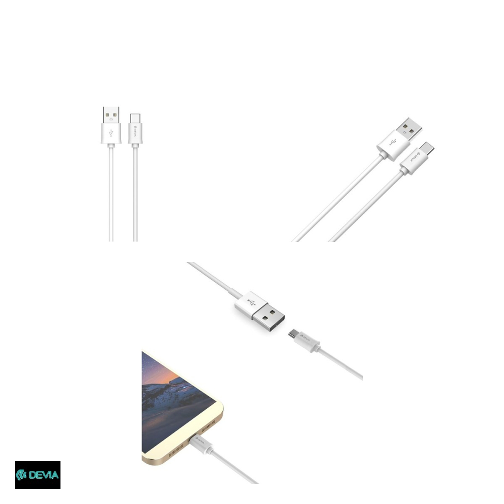 Cablu de date Devia Smart EC082, USB-A - USB-C, 1 m, 2,1A, alb [4]