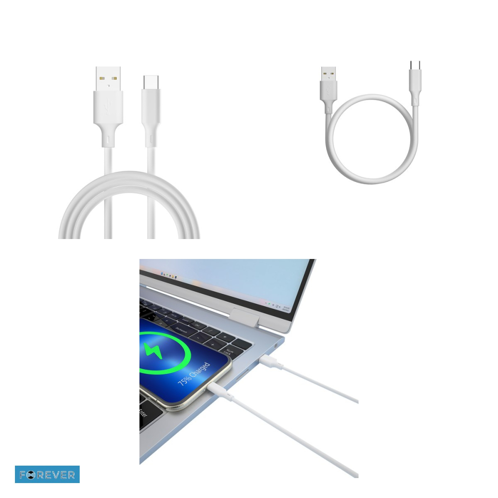 Cablu de date Forever Recycling KR60-AC-00, USB-A - USB-C, 1,5 m, 3A, alb [4]
