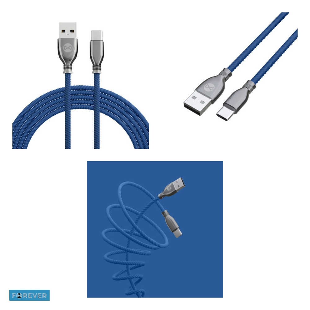 Cablu de date Forever Tornado, USB-A - USB-C, 1 m, 3A, bleumarin [4]