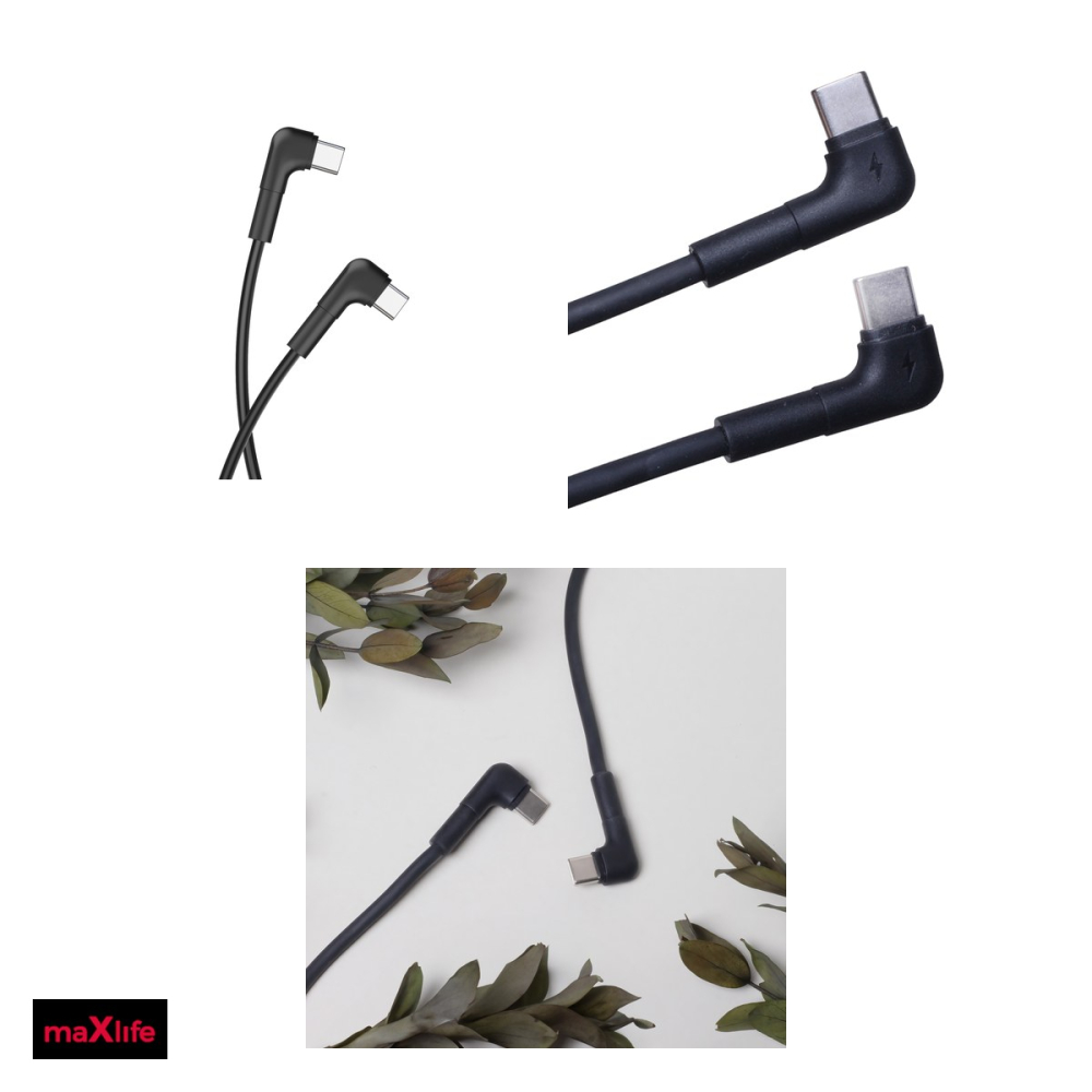 Cablu de date Maxlife MXUC-09 angle, USB-C - USB-C, 1 m, 60W, negru [4]