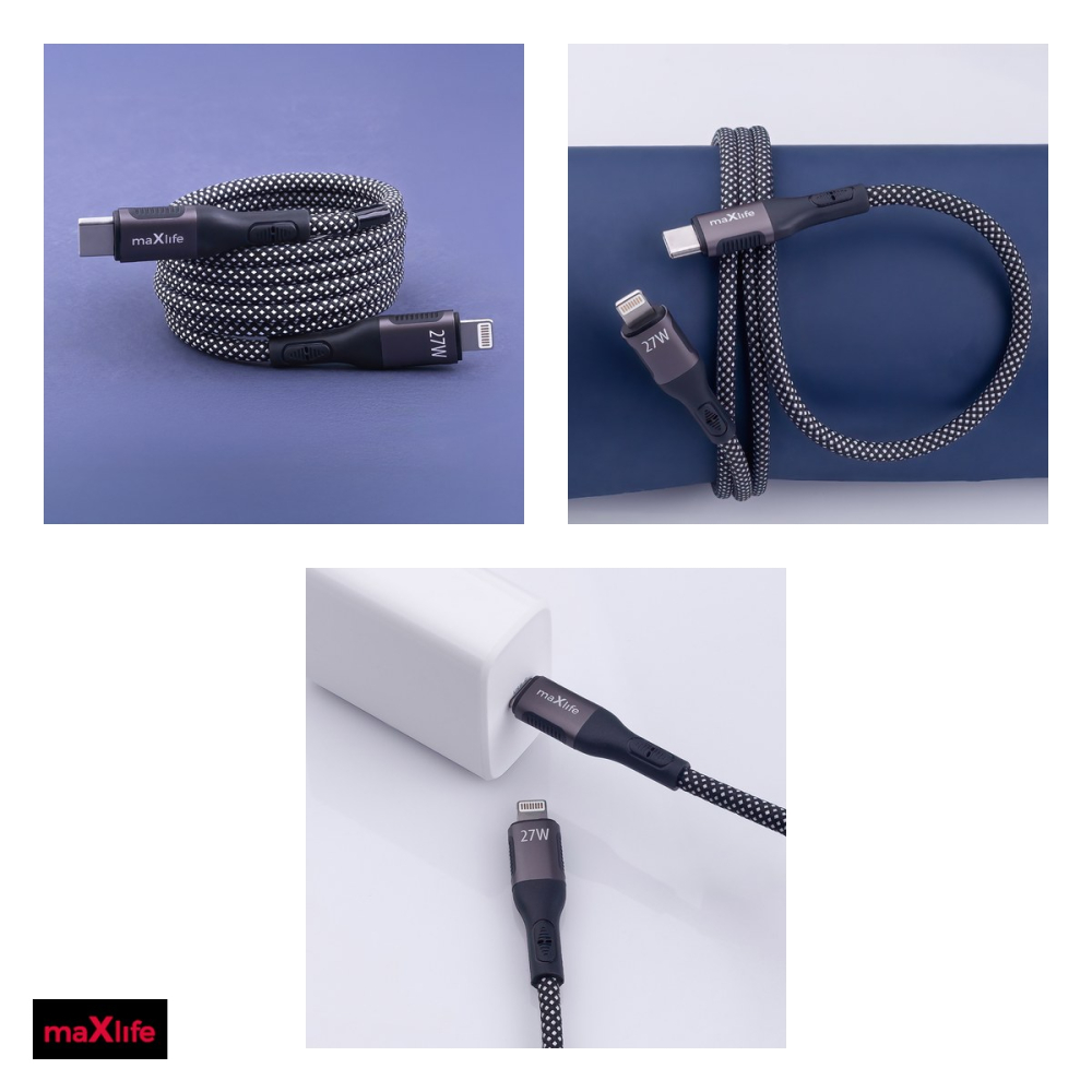 Cablu de date Maxlife MXUC-11, USB-C - Lightning, 1 m, 27W, negru [4]