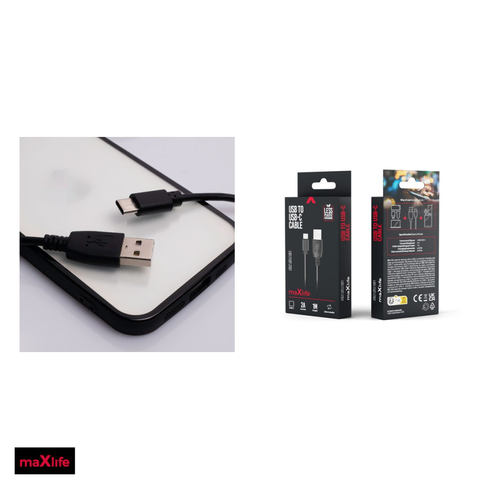 Cablu de date Maxlife, USB-A - USB-C, 1 m, 2A, negru [4]