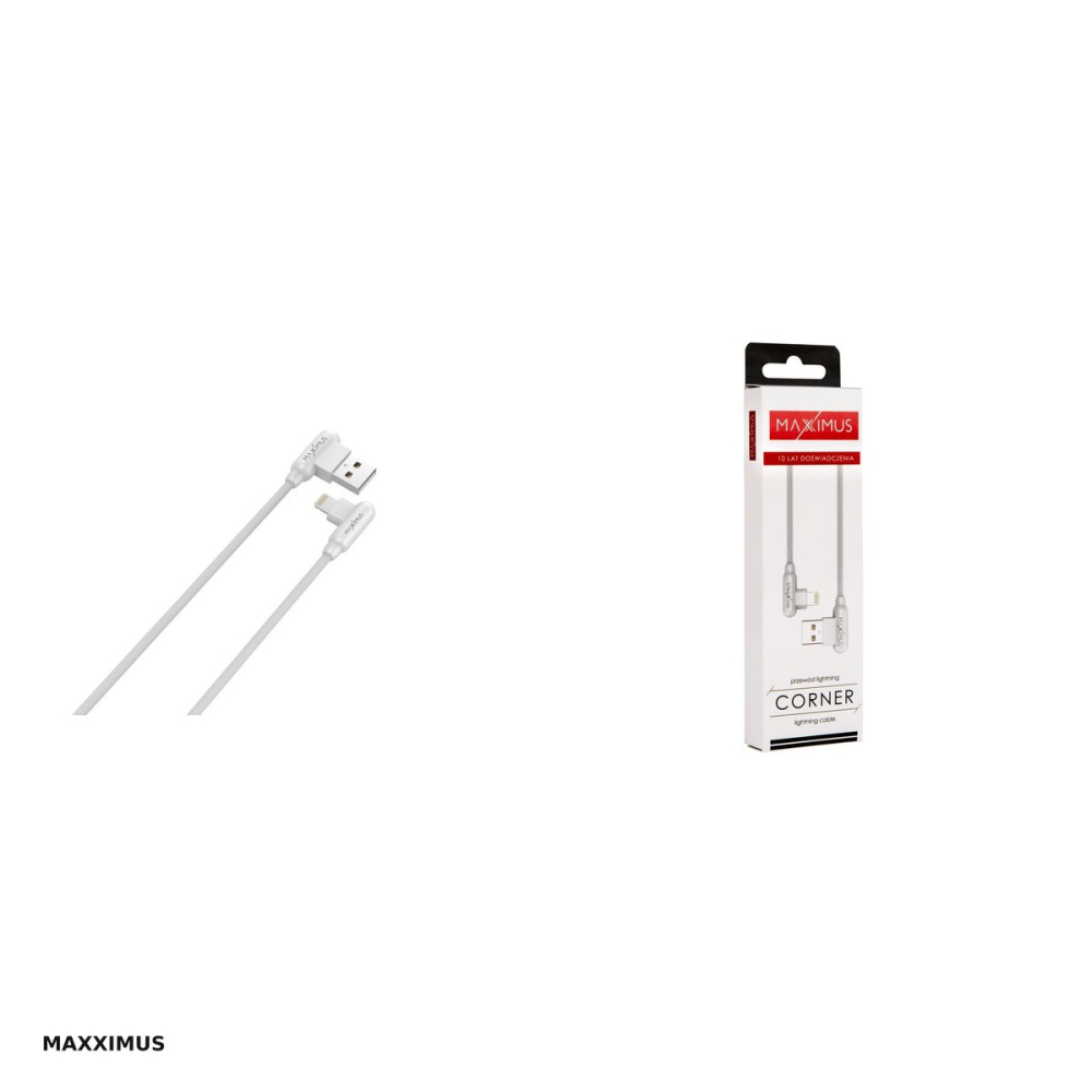 Cablu de date Maxximus MX Corner, USB-A - Lightning, 1 m, 2,4A, alb [4]