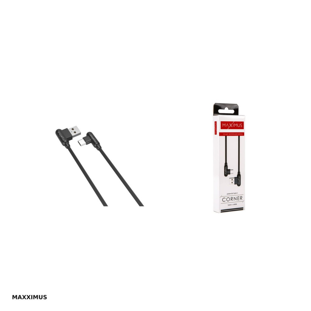 Cablu de date Maxximus MX Corner, USB-A - USB-C, 1 m, 2,4A, negru [4]