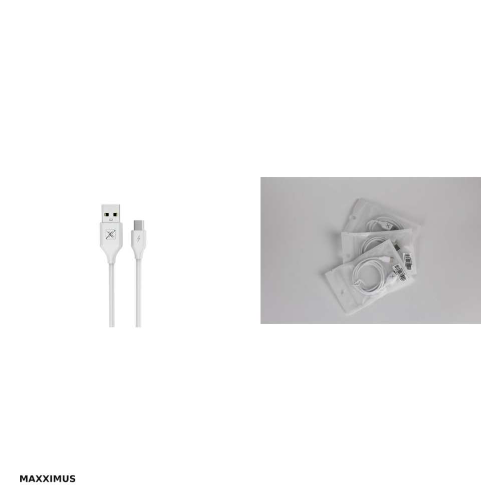 Cablu de date Maxximus MX, USB-A - USB-C, 1 m, 2,4A, alb [4]