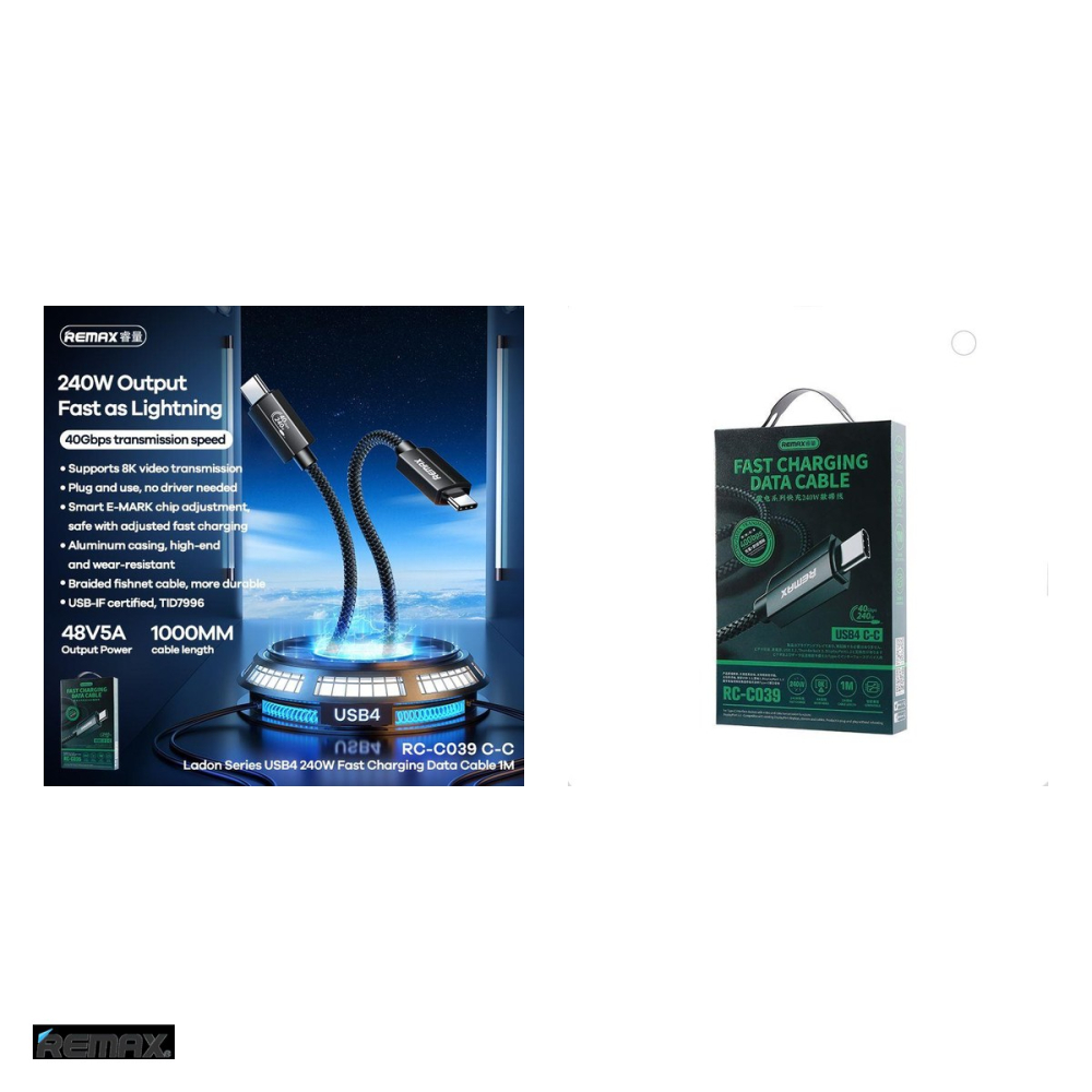Cablu de date Remax Ladon RC-C039 4.0, USB-C - USB-C, 1 m, 240W, negru [4]