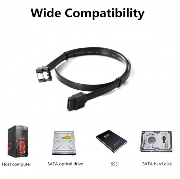 Cablu de conectare cu un conector in linie dreapta si unul inclinat , Lanberg , SATA Data II mama/mama 6GB/S , 0.3 m , negru [4]