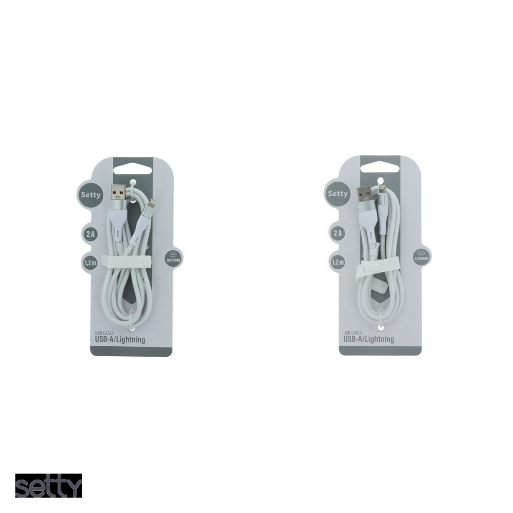 Cablu de date Setty KNA-L-1.220, USB-A - Lightning, 1,2 m, 2A, alb [4]