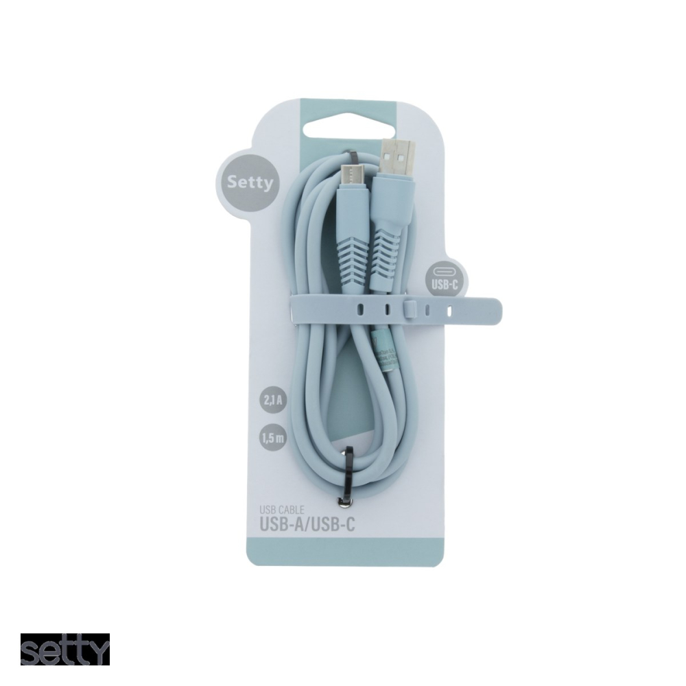 Cablu de date Setty KSA-C-1.523, USB-A - USB-C, 1,5 m, 2,1A, albastru [4]