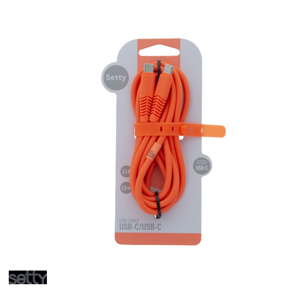 Cablu de date Setty KSC-C-1.5210, USB-C - USB-C, 1,5 m, 2,1A, portocaliu [4]