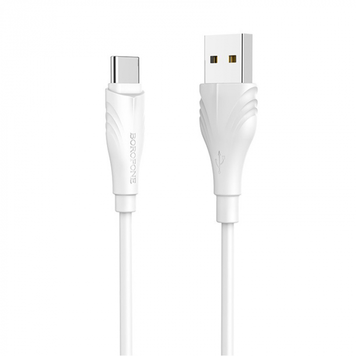 Cablu Date si Incarcare USB la USB Type-C Borofone Optimal BX18, 2 m, Alb [2]