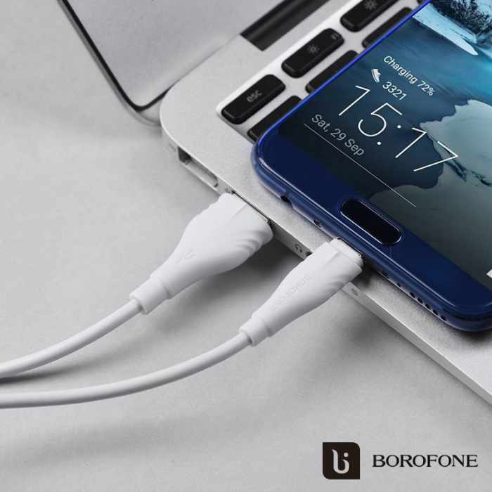 Cablu Date si Incarcare USB la USB Type-C Borofone Optimal BX18, 2 m, Alb [9]