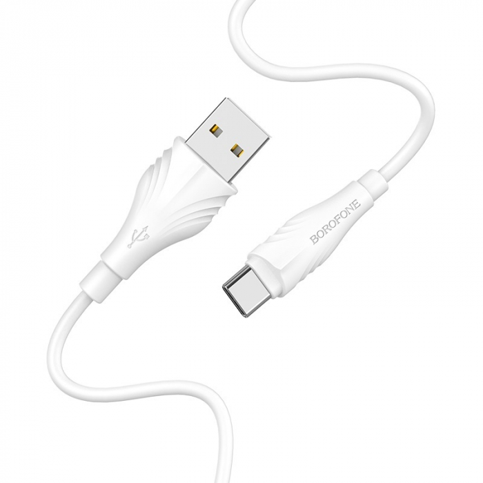 Cablu Date si Incarcare USB la USB Type-C Borofone Optimal BX18, 2 m, Alb [3]