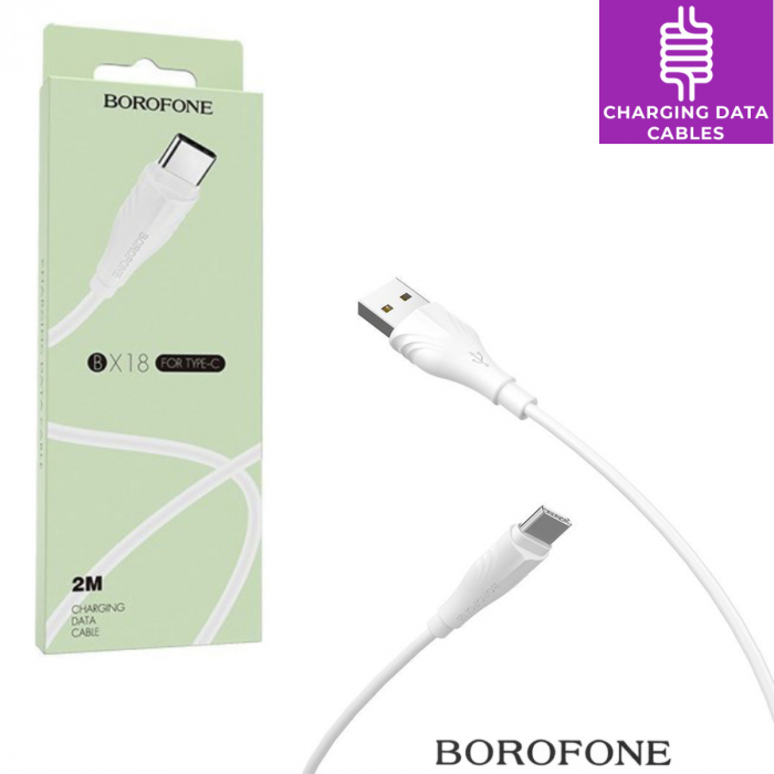 Cablu Date si Incarcare USB la USB Type-C Borofone Optimal BX18, 2 m, Alb [6]
