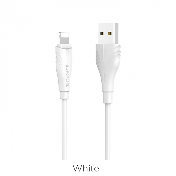 Cablu de date si alimentare, Borofone 70045 BX18, 2.4 A, conector USB Tip A tata la conector Tip Lightning, lungime 200 cm, alb [2]