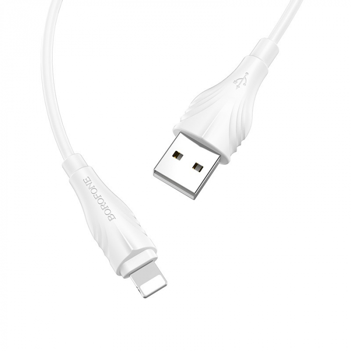 Cablu de date si alimentare, Borofone 70045 BX18, 2.4 A, conector USB Tip A tata la conector Tip Lightning, lungime 200 cm, alb [4]