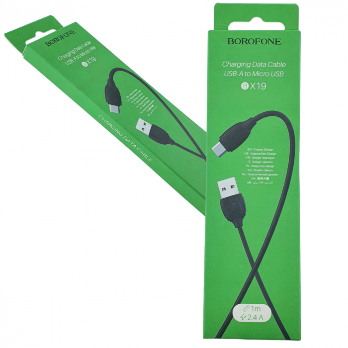Cablu de date si alimentare, Borofone 70177, BX19, conector USB Tip A tata la Micro USB tata, 2.4A, lungime 100 cm, negru [4]
