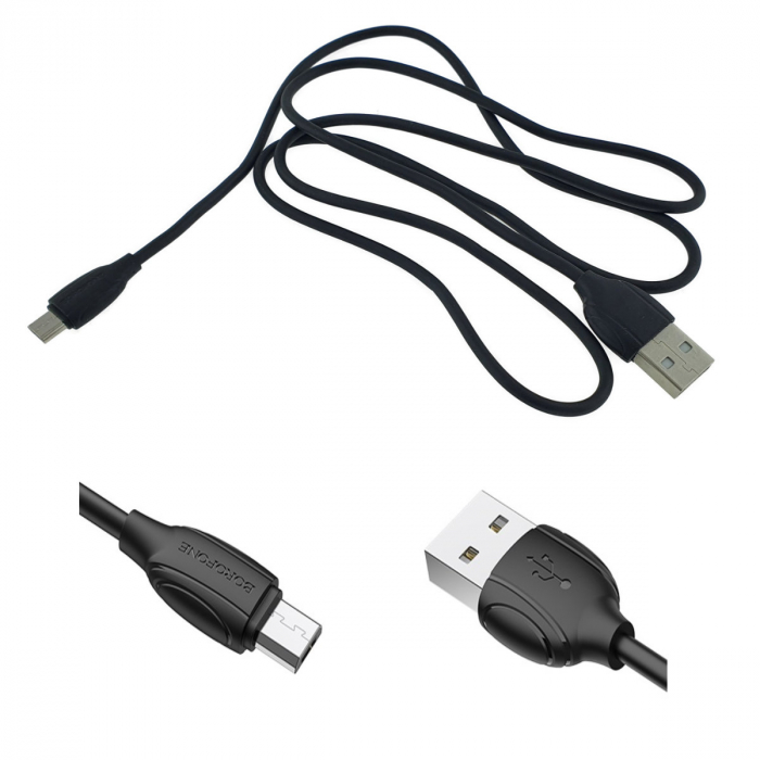 Cablu de date si alimentare, Borofone 70177, BX19, conector USB Tip A tata la Micro USB tata, 2.4A, lungime 100 cm, negru [2]