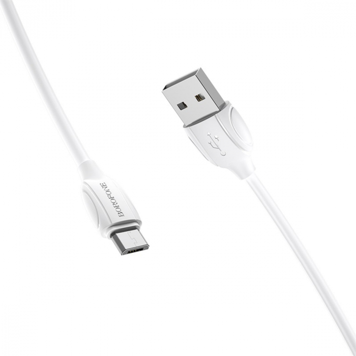 Cablu de date si alimentare, Borofone 70178, BX19, conector USB Tip A tata la Micro USB tata, 2.4A, lungime 100 cm, alb [2]