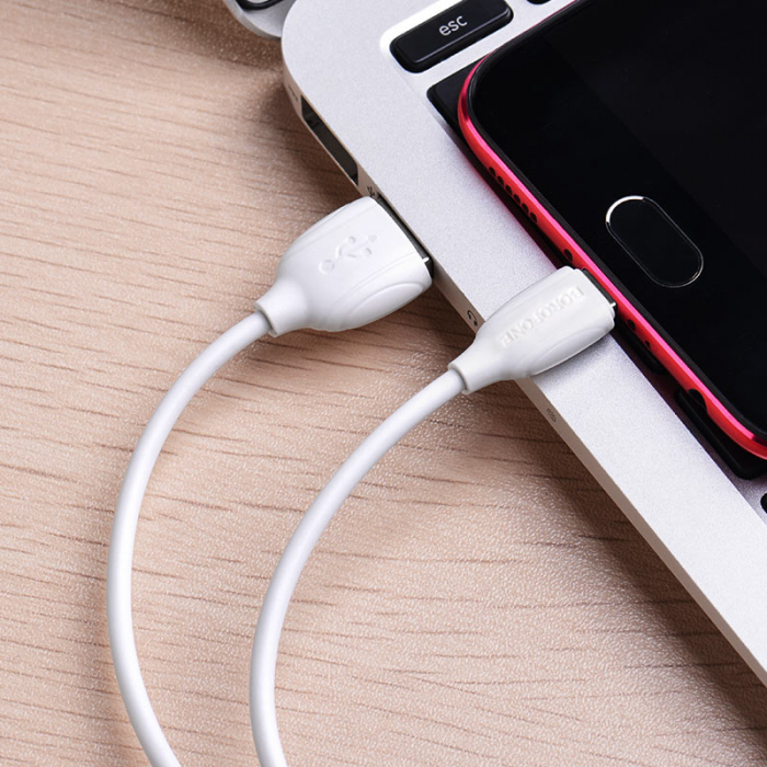 Cablu de date si alimentare, Borofone 70178, BX19, conector USB Tip A tata la Micro USB tata, 2.4A, lungime 100 cm, alb [5]