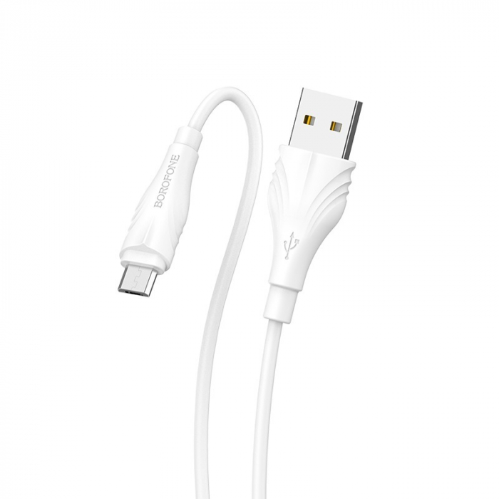 Cablu Date si Incarcare USB la MicroUSB Borofone Optimal BX18, 2 m, Alb [4]