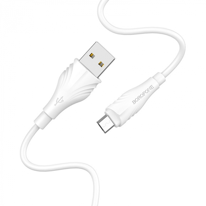 Cablu Date si Incarcare USB la MicroUSB Borofone Optimal BX18, 2 m, Alb [3]