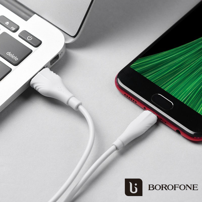 Cablu Date si Incarcare USB la MicroUSB Borofone Optimal BX18, 2 m, Alb [8]