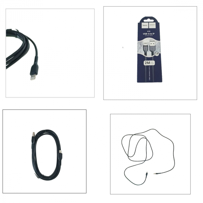 Cablu de date si alimentare, Hoco X20, 2.4 A, conector USB la compatibil tip lightning tata, lungime 200 cm, negru [5]